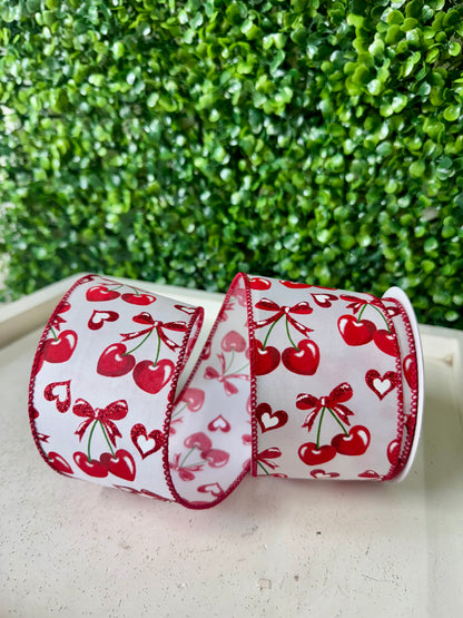2.5 Inch By 10 Yard Red Heart Cherry Ribbon