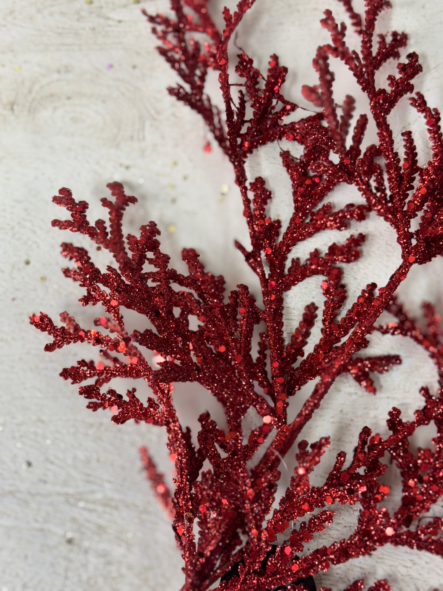 28.5 Inch Red Glitter Lycopodium Spray