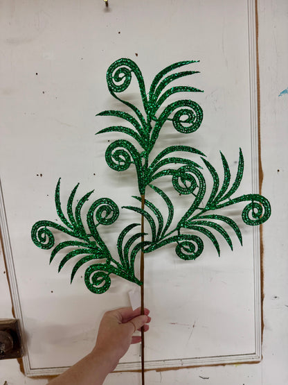35 Inch Emerald Green Swirl Palm Spray