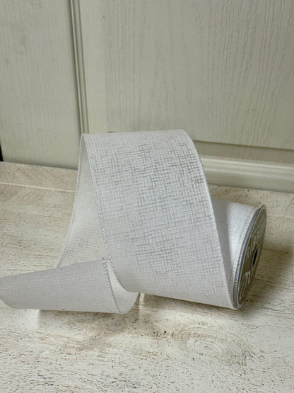 4 Inch By 10 Yard White Cross Hatch Ribbon