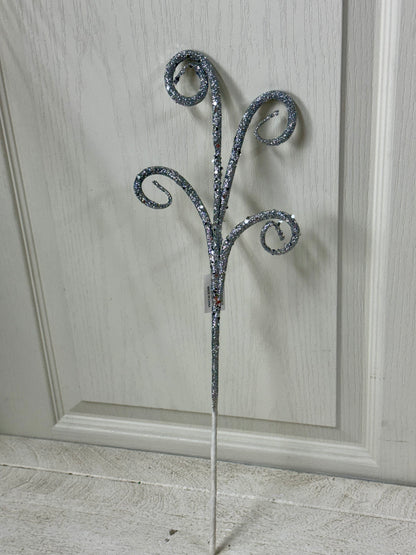 21 Inch Silver Curly Glitter Tubing Spray