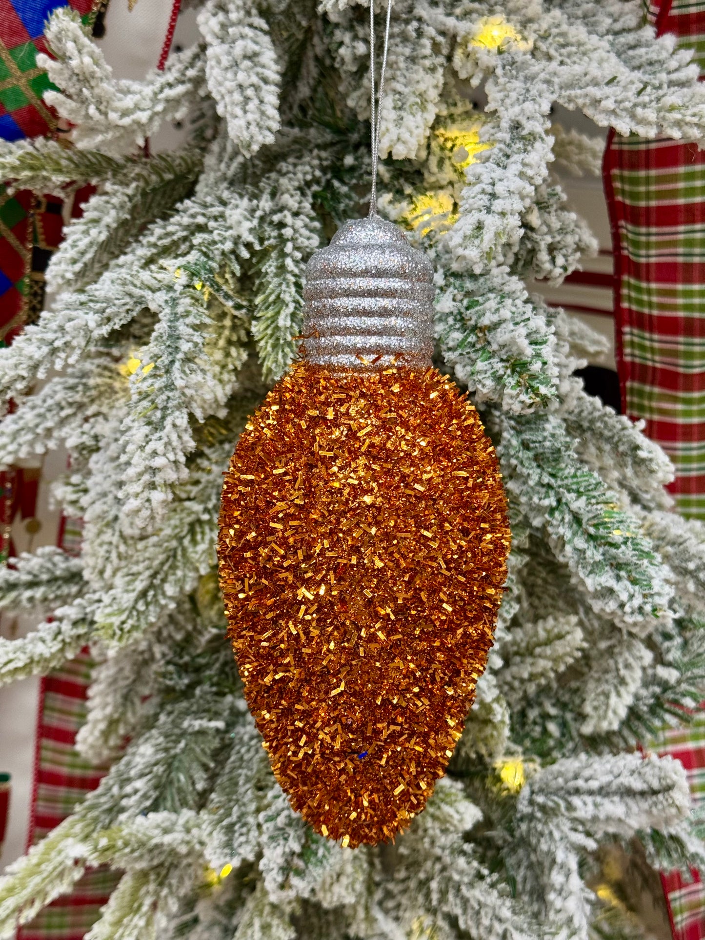 7 Inch Glitter Light Bulb Ornament Five Colors