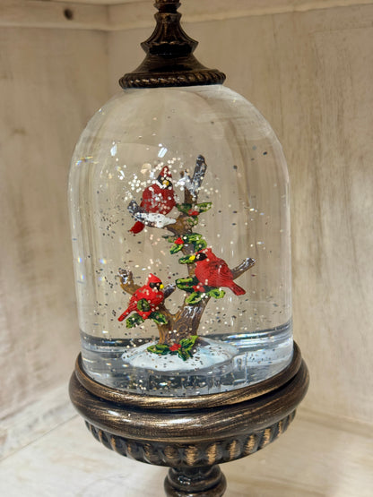 12.25 Inch Cardinal Water Spinning LED Snow Globe With Timer