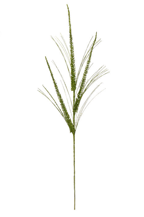 34 Inch Apple Green Glitter Mica Triple Spike Grass Spray