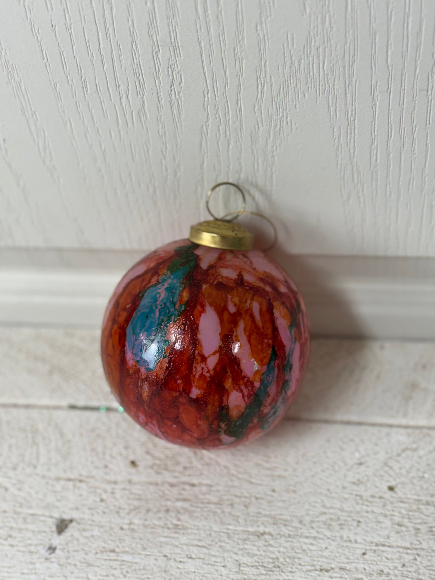 4 Inch Multicolor Watercolor Glass Ornament Ball