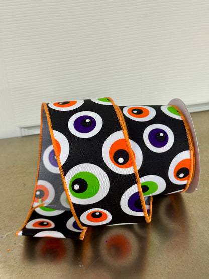 2.5 Inch By 10 Yard Black Eyeball Ribbon