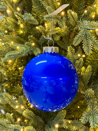 6 Inch Royal Blue Lacquer Glass Look Ornament