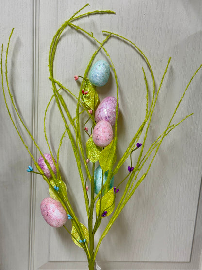 24 Inch Lime Pastel Multi Egg Grass Bush