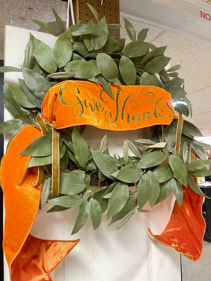 6 Inch By 70 Inch Orange Give Thanks Banner