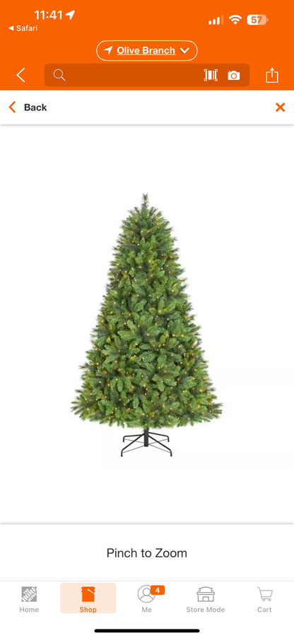 Home Accents Holiday 7.5 Foot Oxford Pine LED Pre-Lit Artificial Christmas Tree Open Box