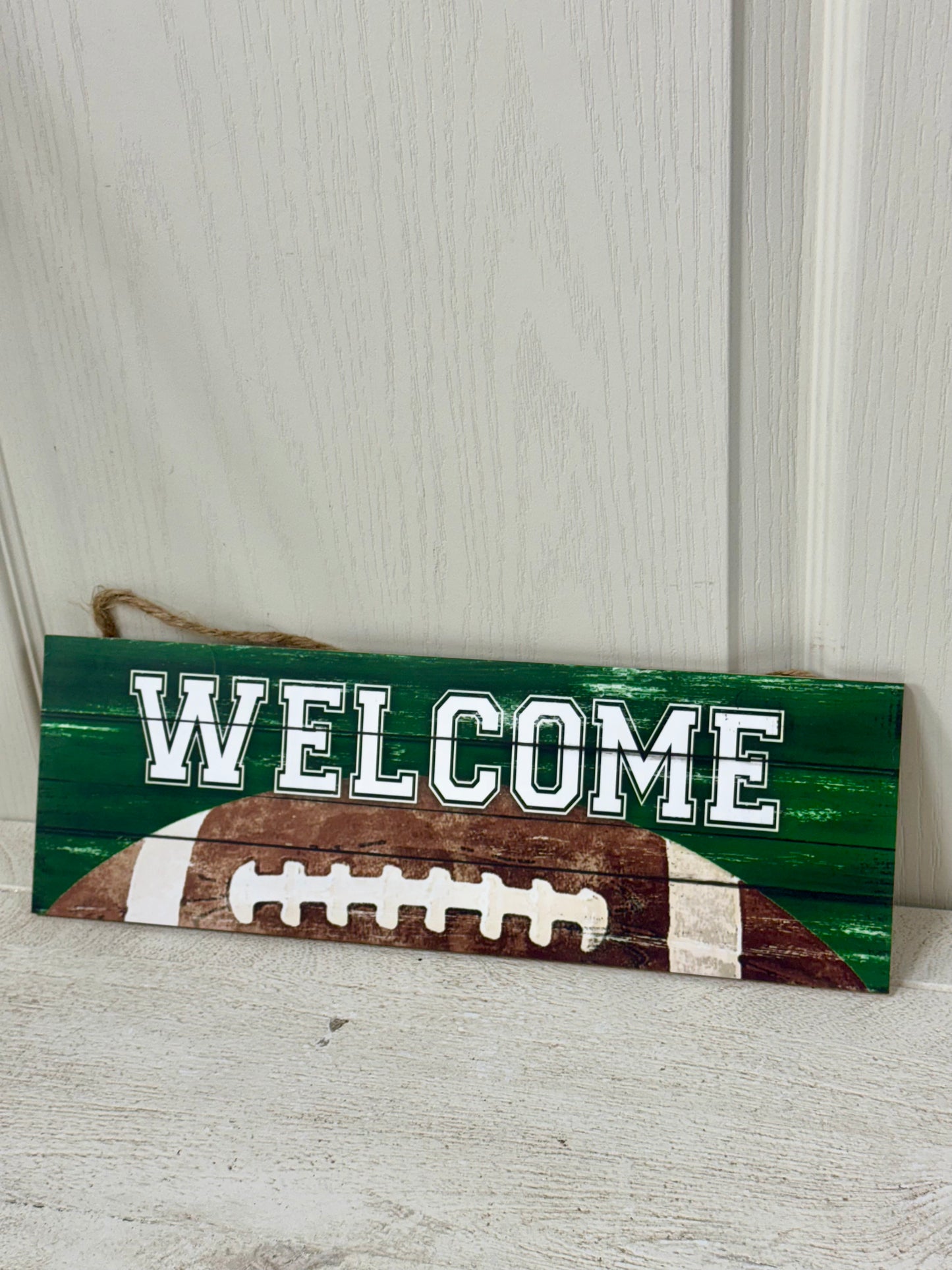 15 Inch Welcome Football Wooden Sign