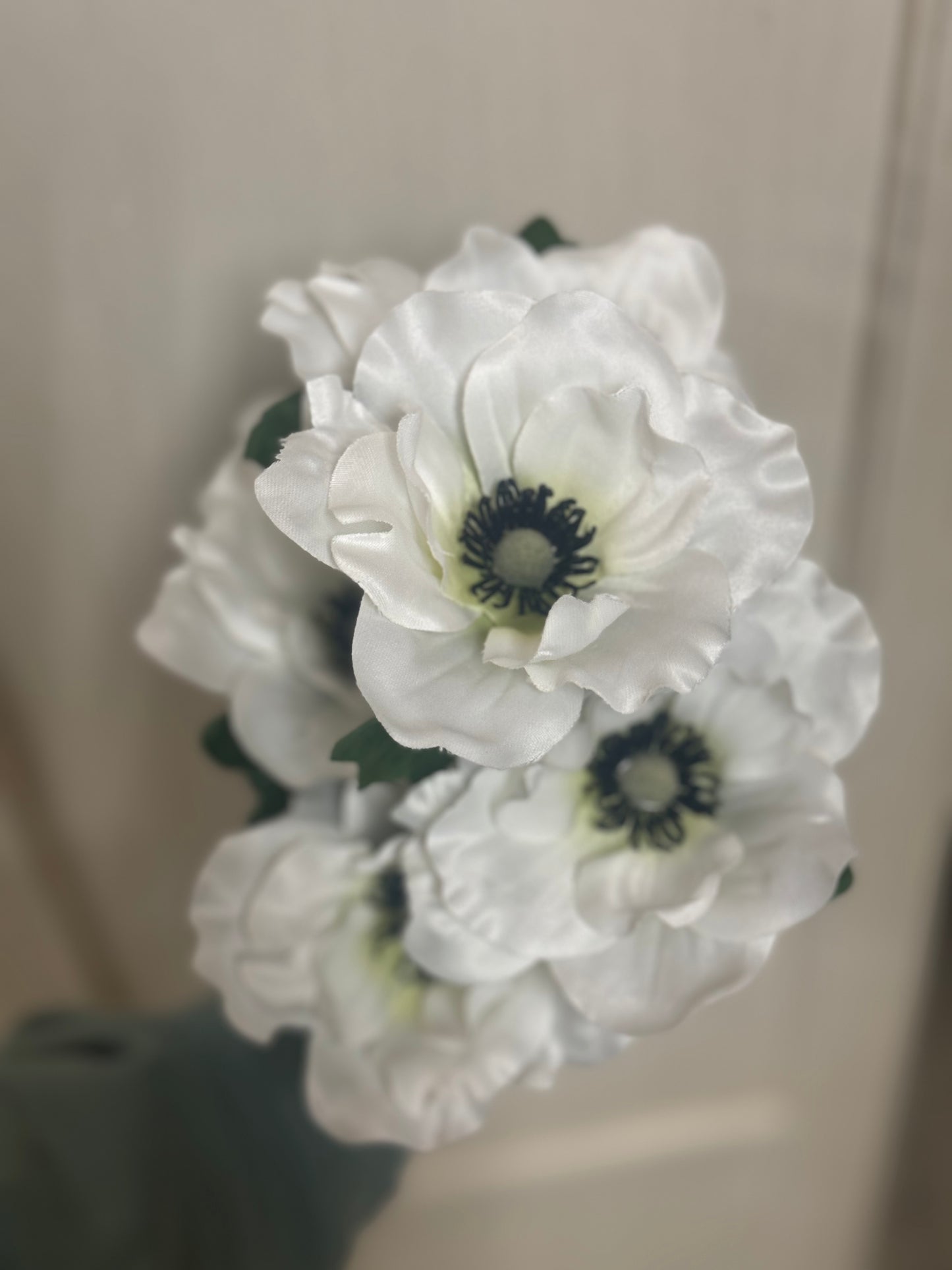 16 Inch White Anemone Floral Bush