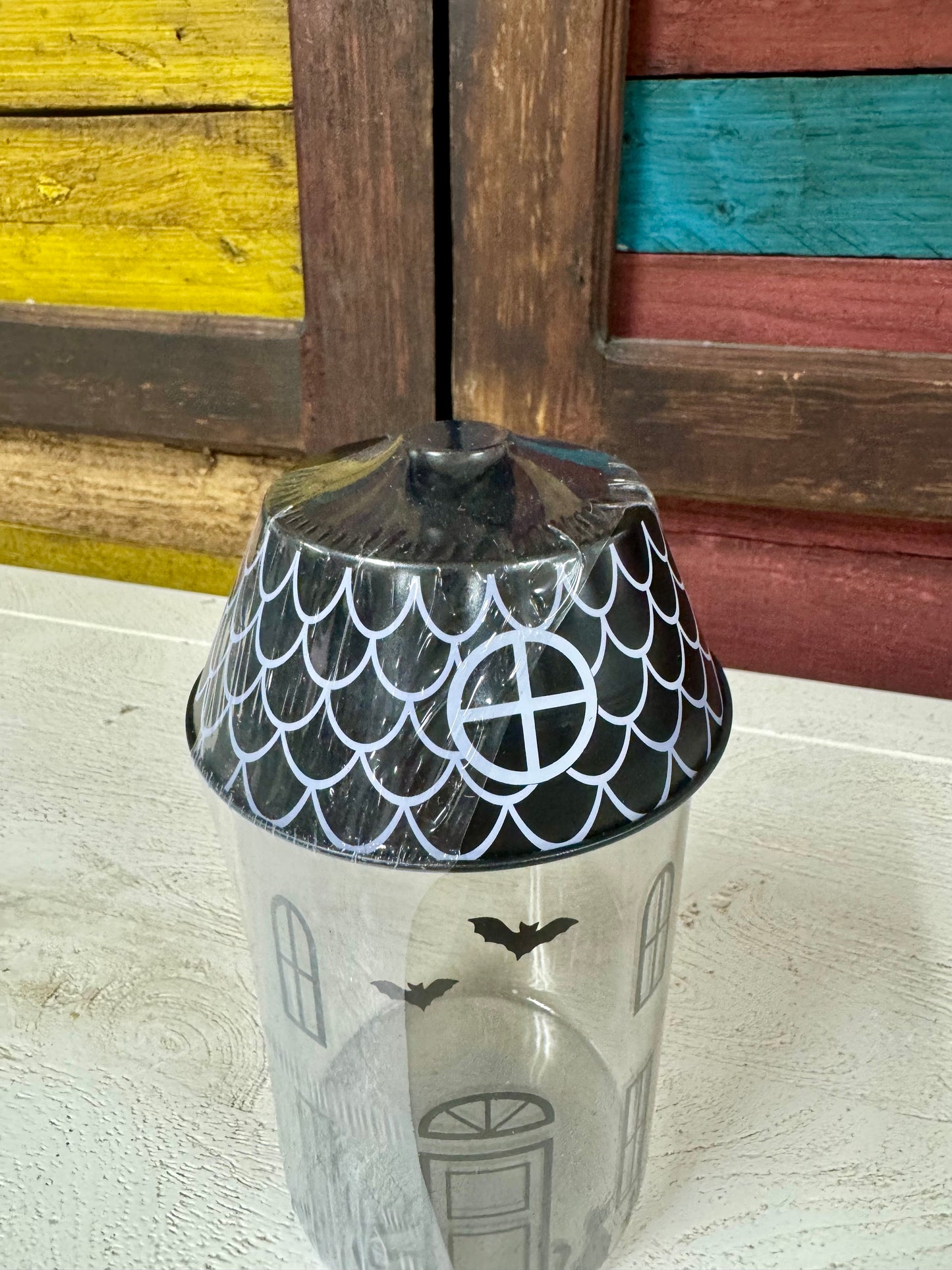 Haunted House Halloween Glass Jar