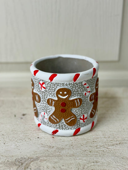 4 Inch Gingerbread Candy Ceramic Pot