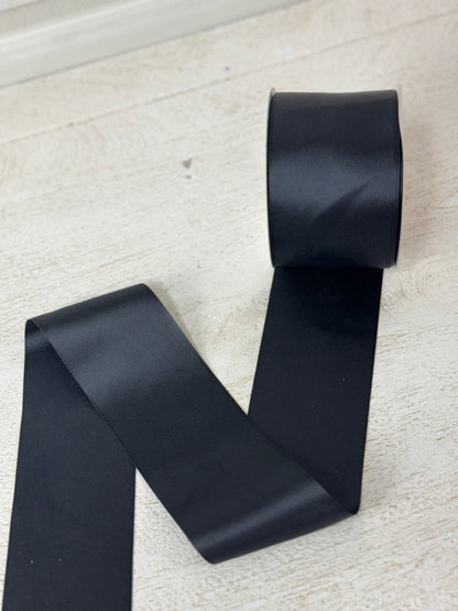 2.5 Inch By 25 Yard Black Double Faced Satin Ribbon