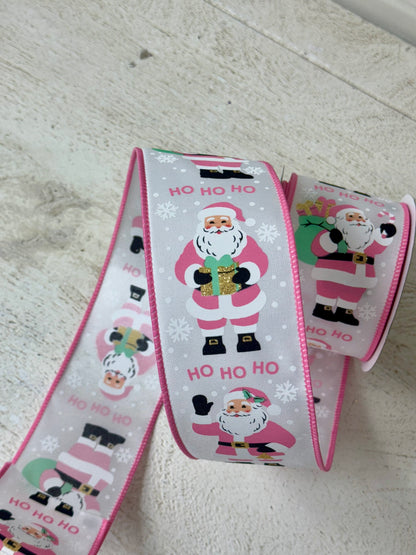2.5 Inch By 10 Yard Pastel Santa Claus Ribbon