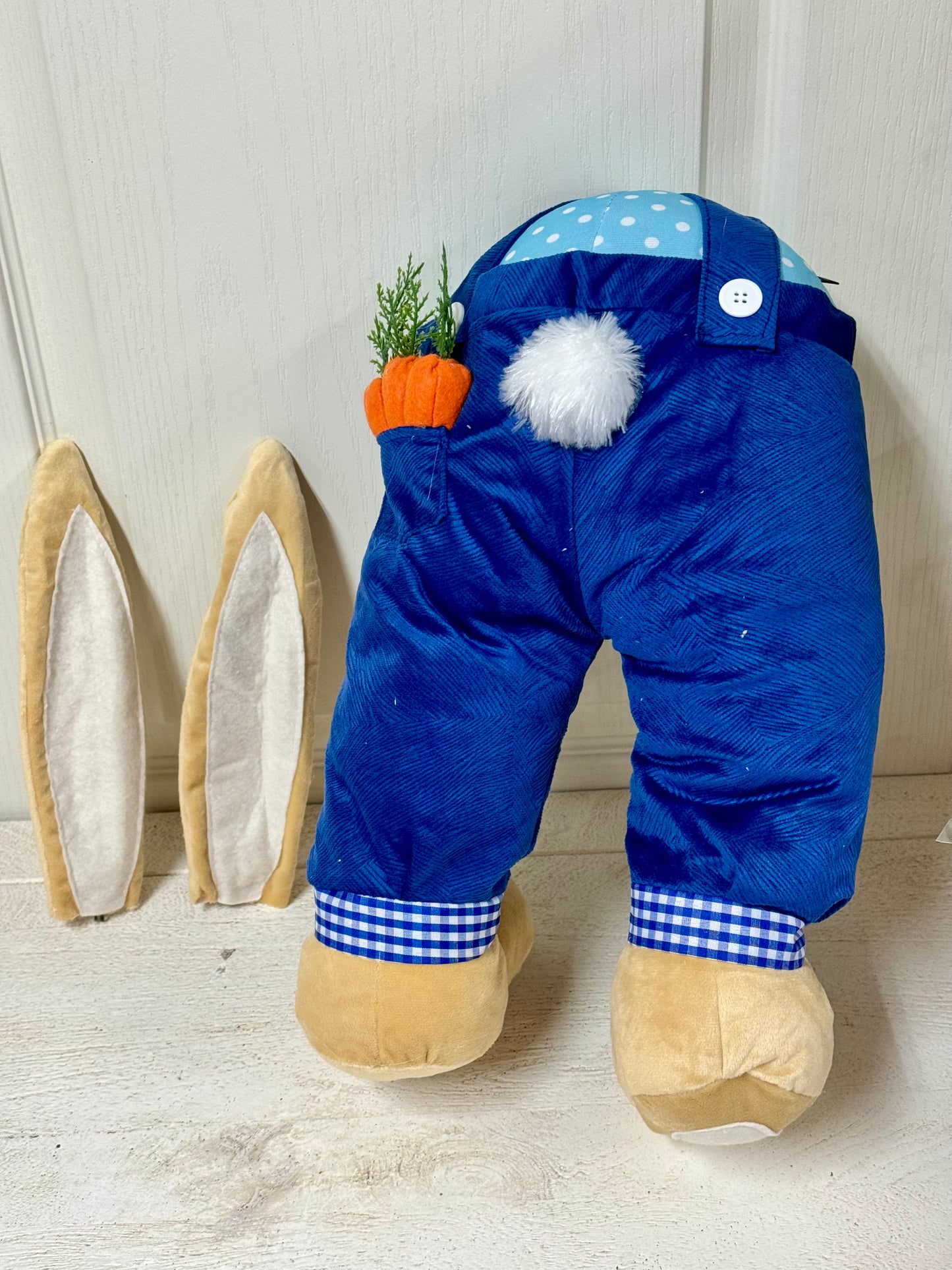 27 Inch Blue And White Boy Bunny Bottom Wreath Attachment