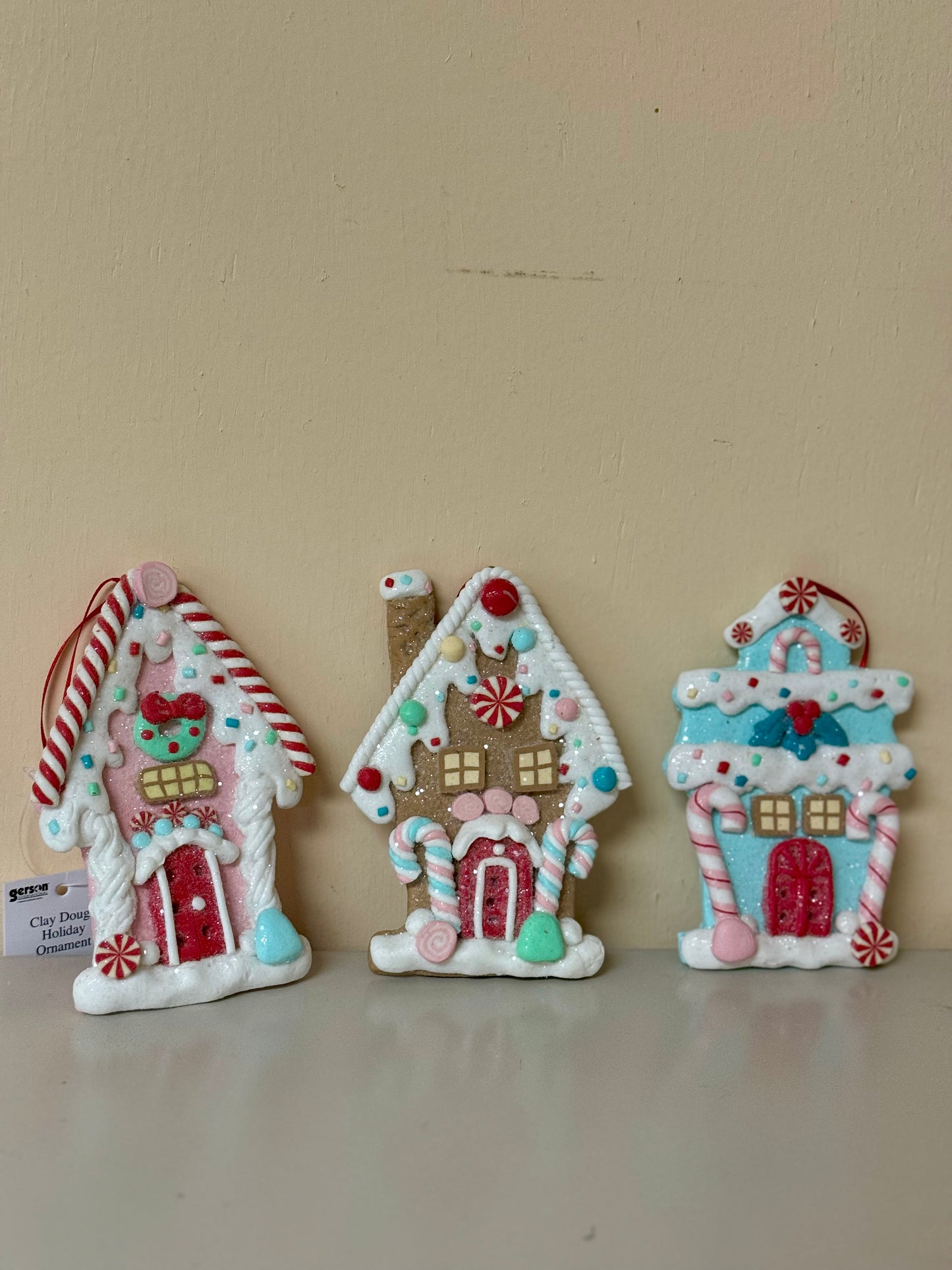 5 Inch Clay Gingerbread House Ornament Three Styles