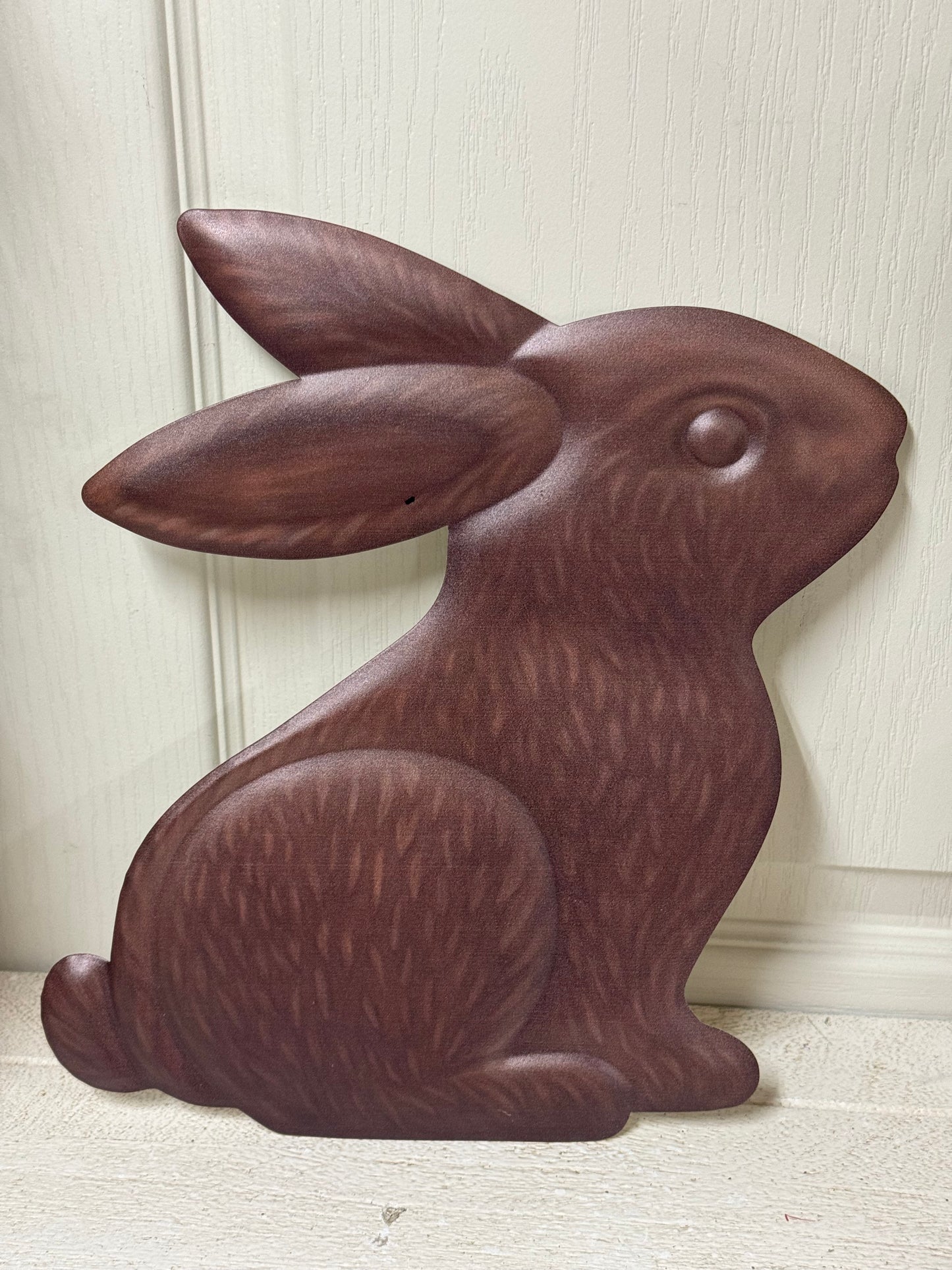 12 Inch Chocolate Bunny Metal Sign