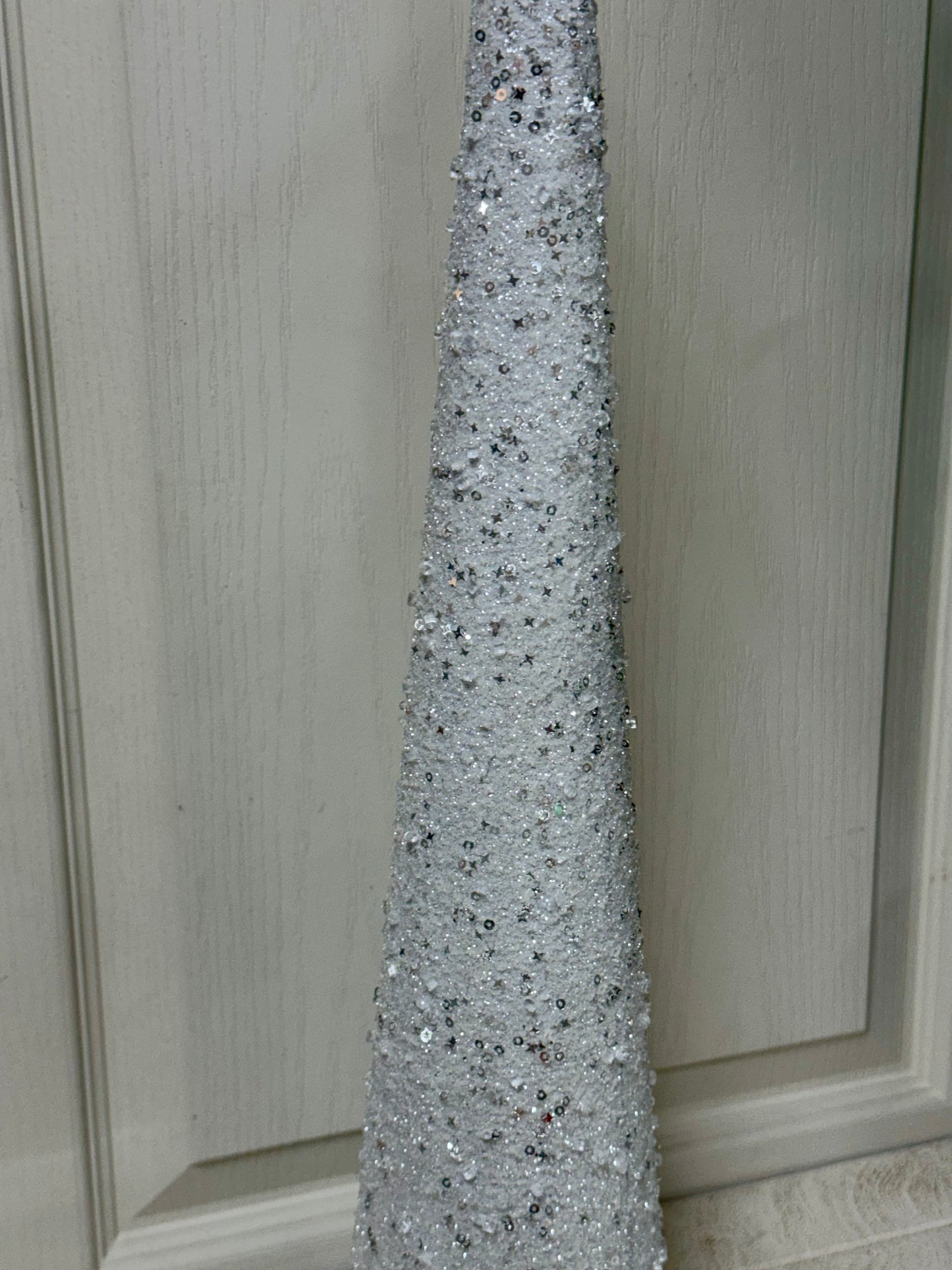 23.5 Inch White Glitter Cone Tree