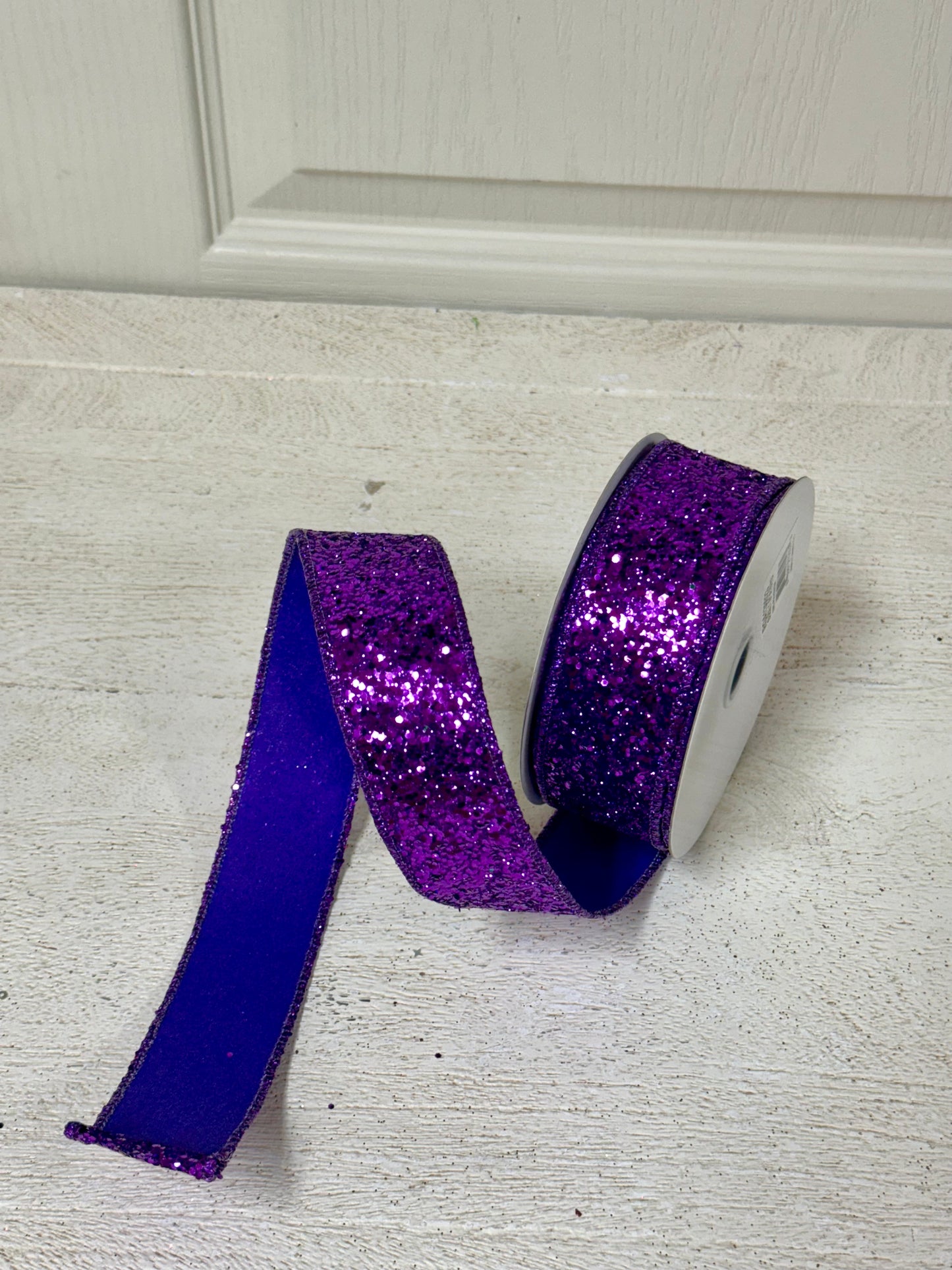 1.5 Inch By 10 Yard Purple Large Glitter Ribbon