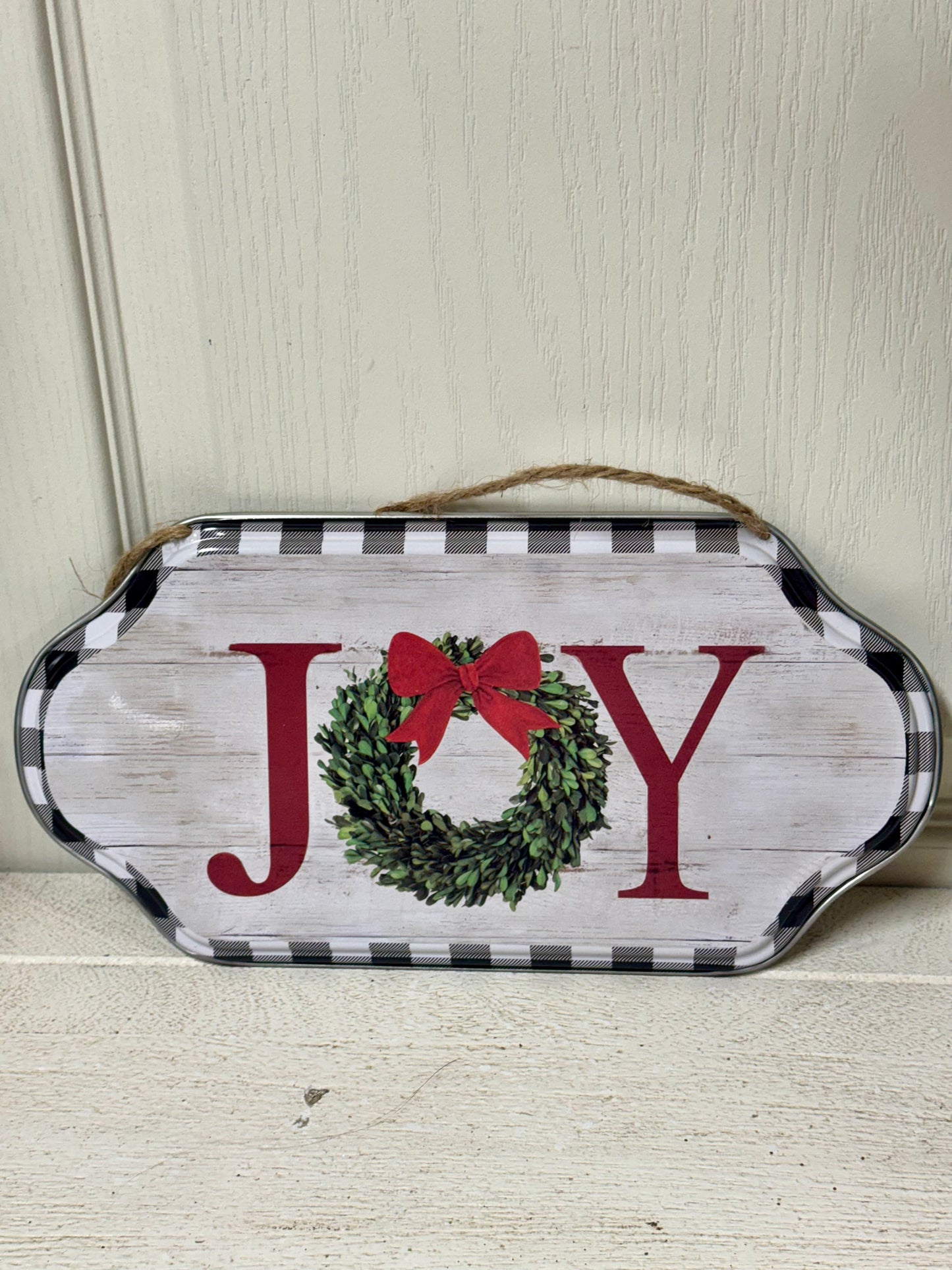 12 Inch Joy Metal Wreath Sign