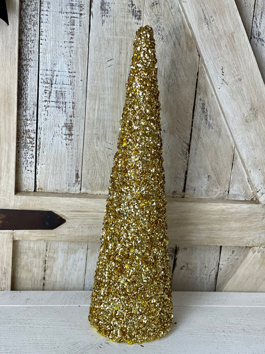18 Inch 18K Gold Sequin Cone Tree