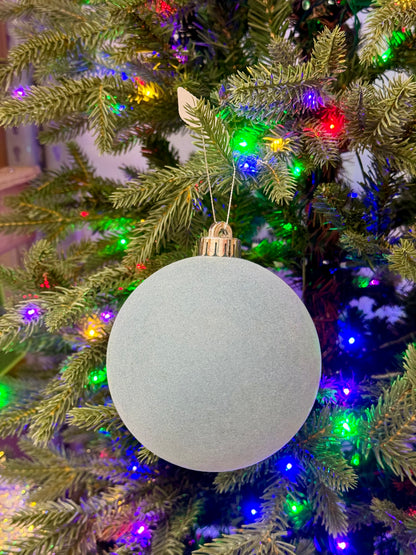 5 Inch Light Blue Smooth Flocked Ornament Ball