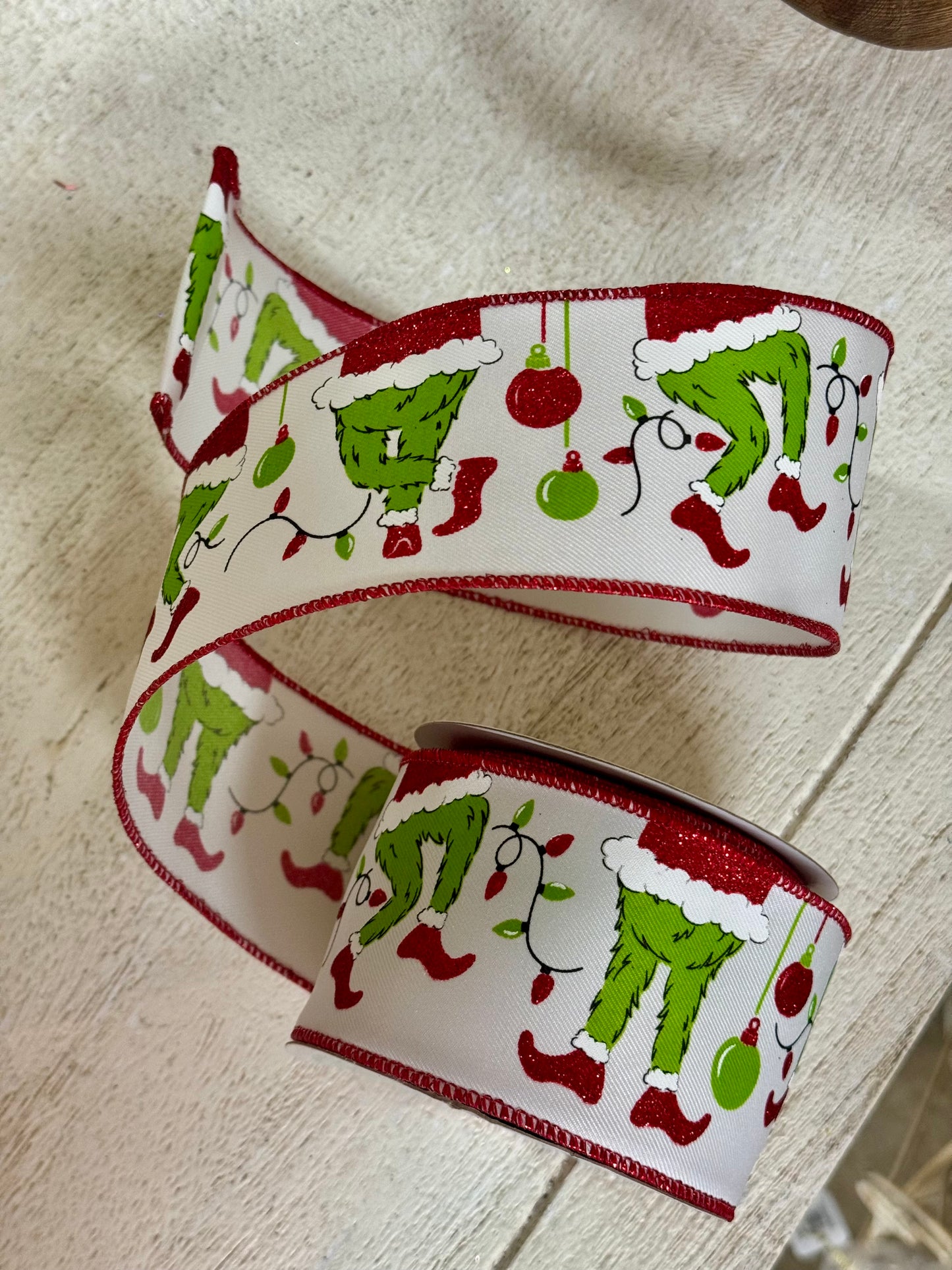 2.5 Inch By 10 Yard Red And Green Furry Elf Legs Ribbon