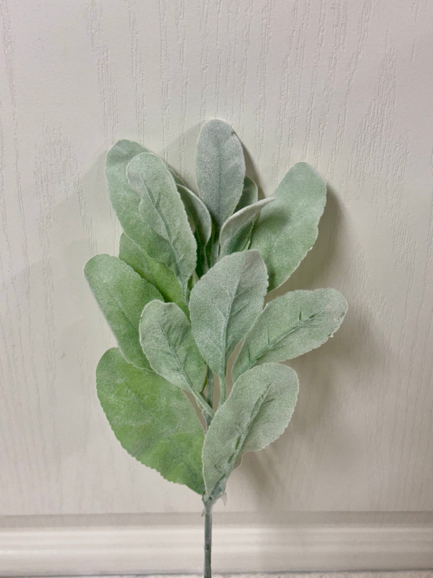 14 Inch Sage Green Flocked Lambs Ear Spray