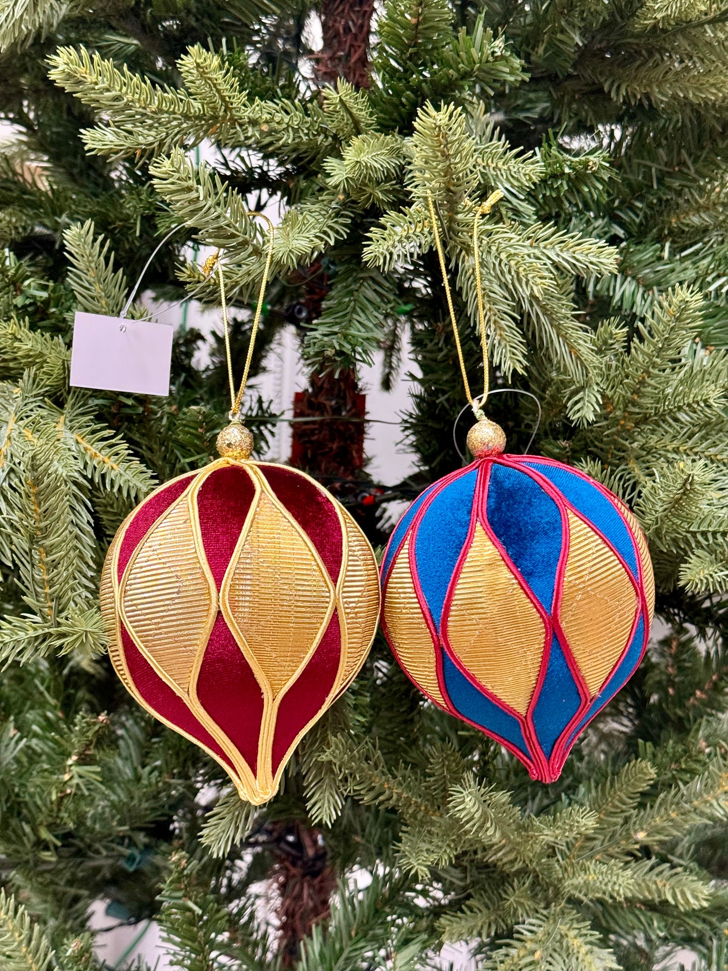 6 Inch Velvet Harlequin Onion Ornament Two Styles