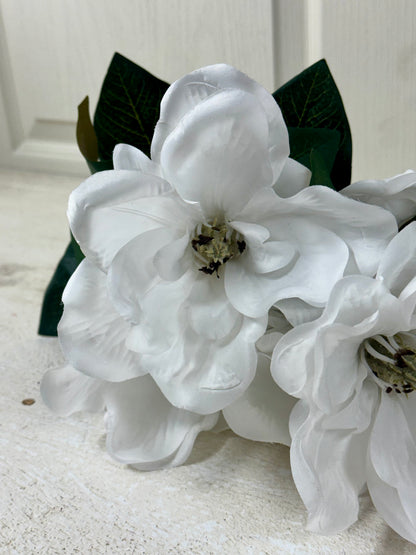 23 Inch White Magnolia Floral Bush