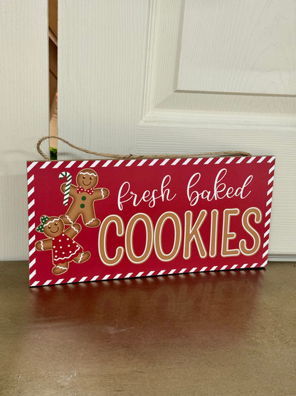 12.5 Inch Wood Fresh Baked Cookies Gingerbread Sign