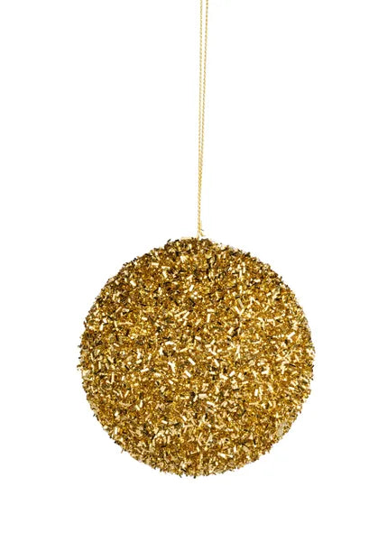 4 Inch Gold Foil Glitter Ball Ornament