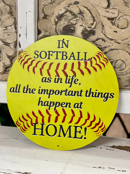 Softball Metal Round Sign