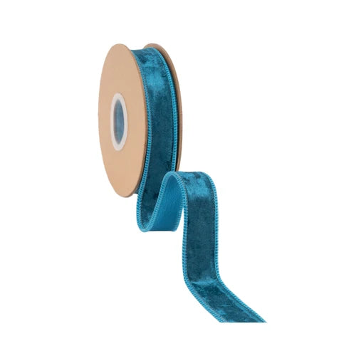 1 Inch By 10 Yard Teal Heritage Velvet Ribbon