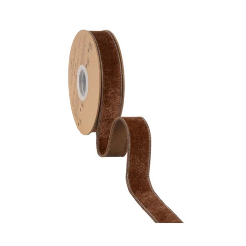 1 Inch By 10 Yard Brown Heritage Velvet Ribbon
