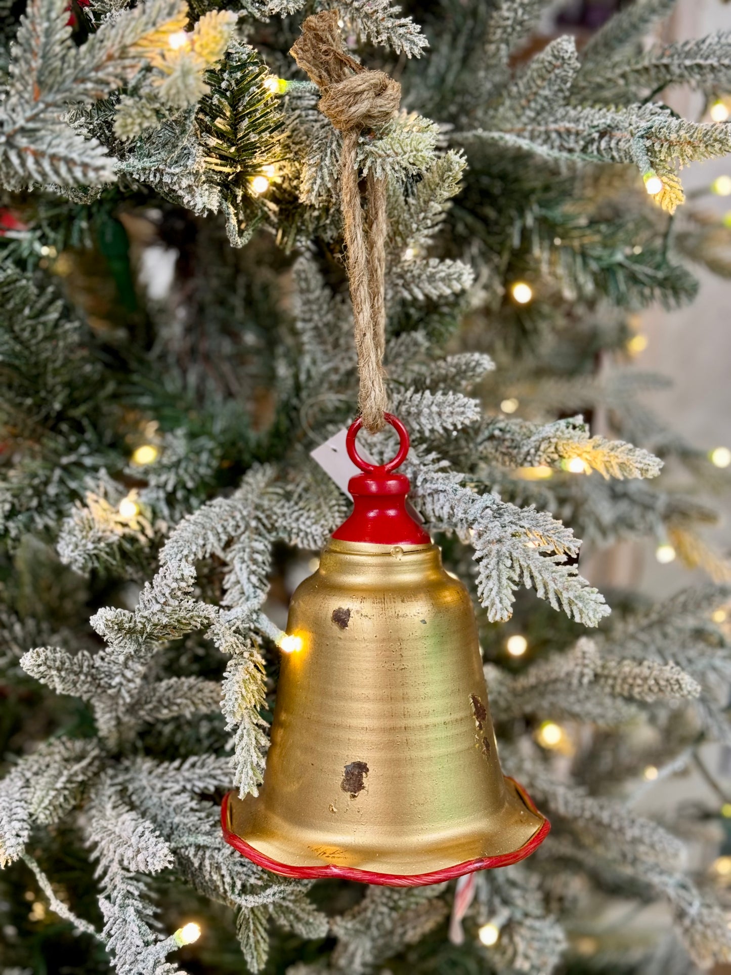 Medium Gold And Red Ruffle Bell Hang