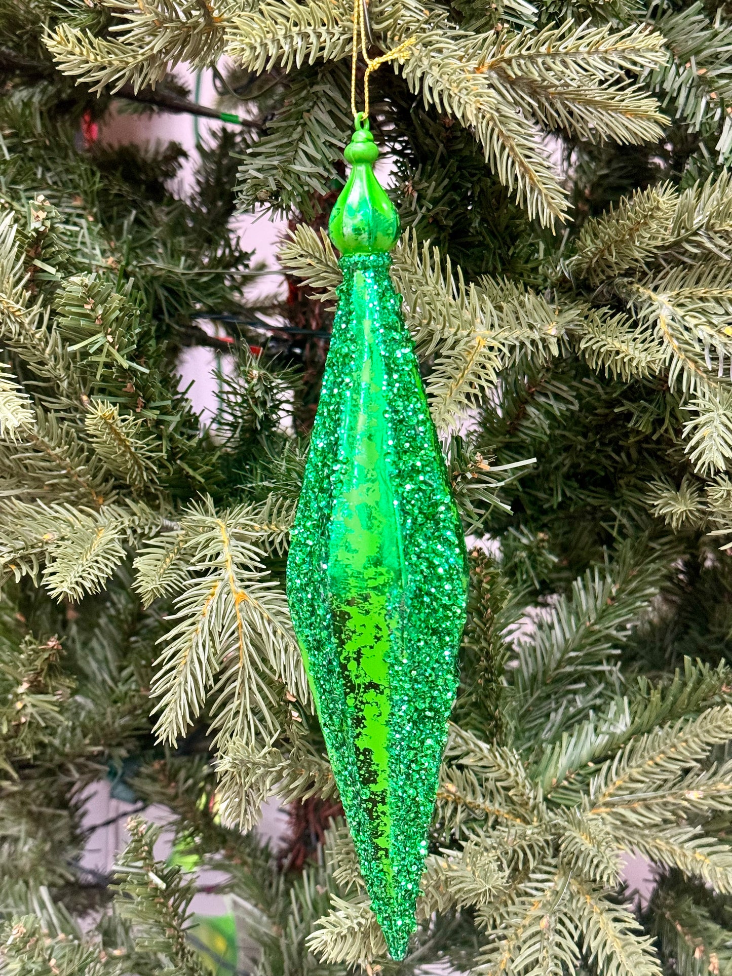 10.5 Inch Emerald Green Finial Ornament