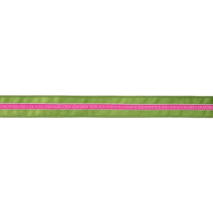 1.5 Inch By 10 Yard Green And Pink Velvet Ribbon