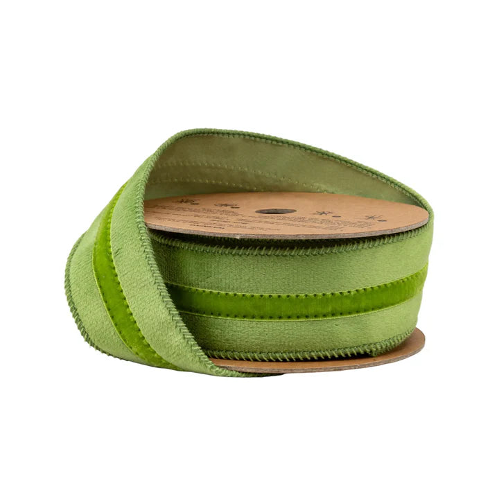 1.5 Inch By 10 Yard Green On Green Velvet Ribbon