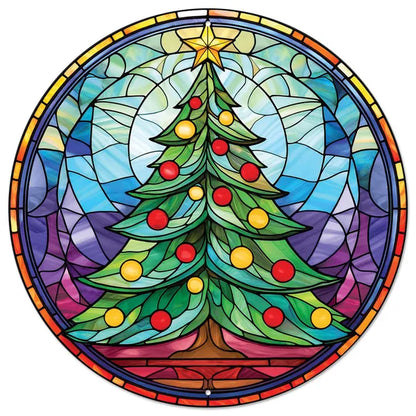 12 Inch Stained Glass Christmas Tree Sign