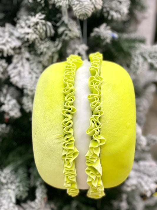8.5 Inch Green Yellow Fabric Scrumptious Macaroon Ornament