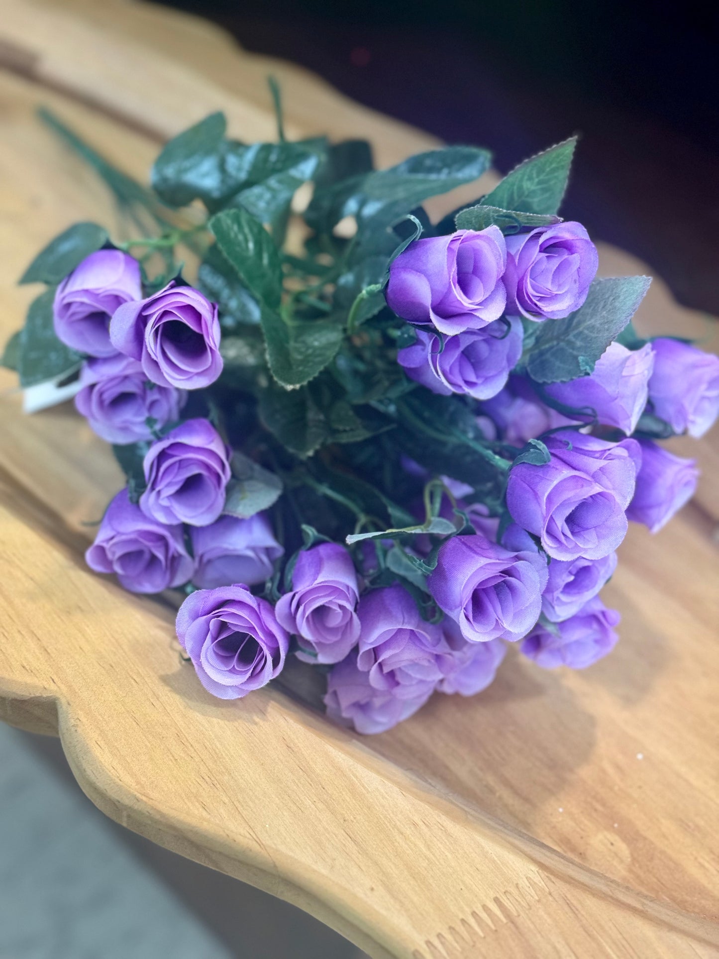 19 Inch Purple Rose Bud Bush