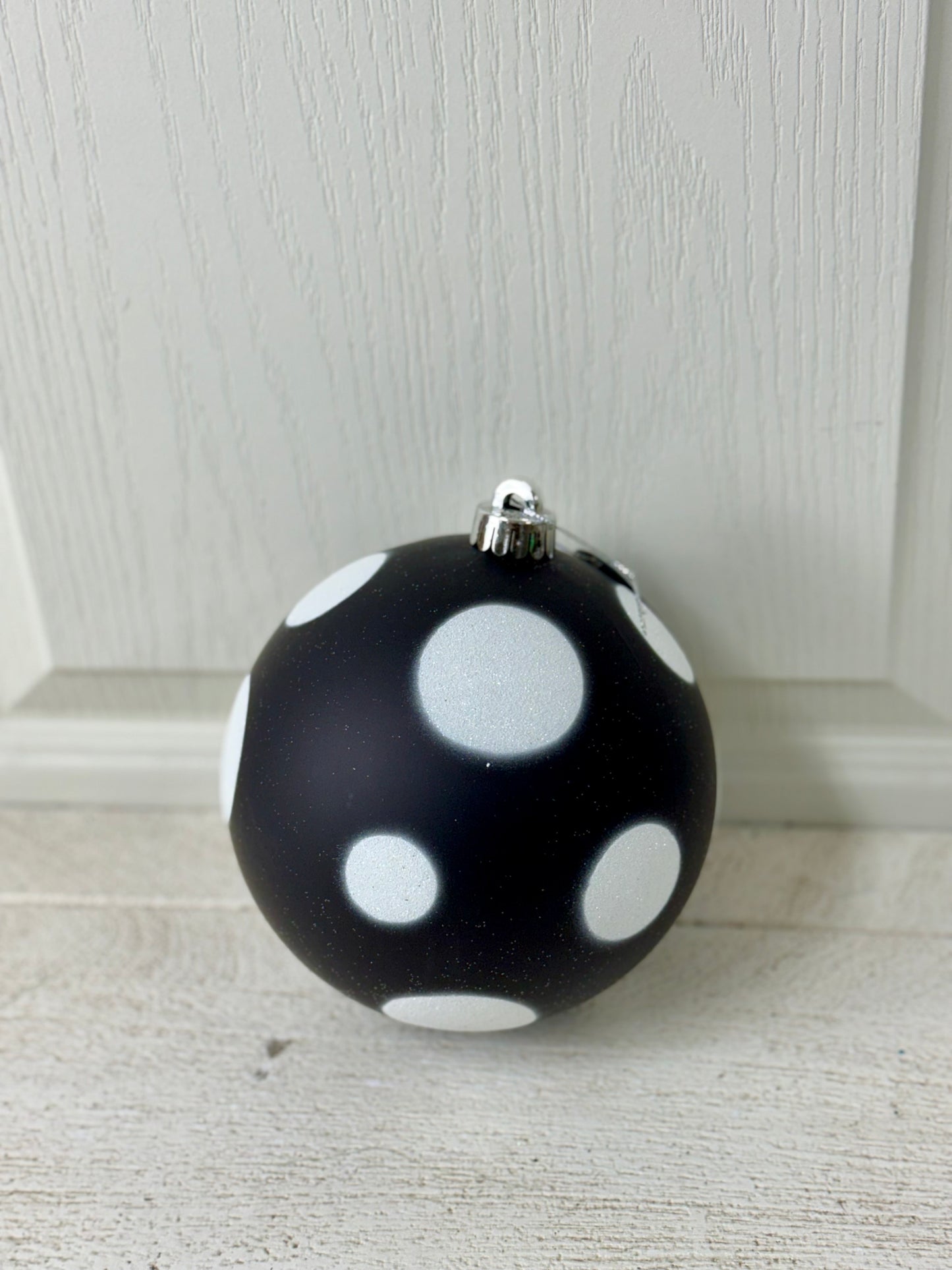 6 Inch Black And White Polka Dot Ornament Ball