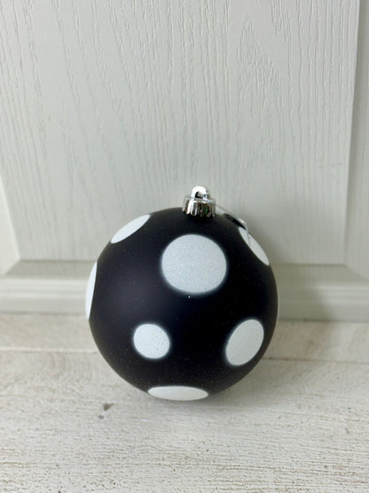 6 Inch Black And White Polka Dot Ornament Ball