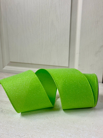 4 Inch By 10 Yard Fresh Green Crystal Shine Ribbon