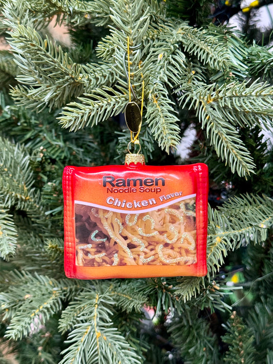 Ramen Noodle Chicken Flavor Soup Glass Ornament