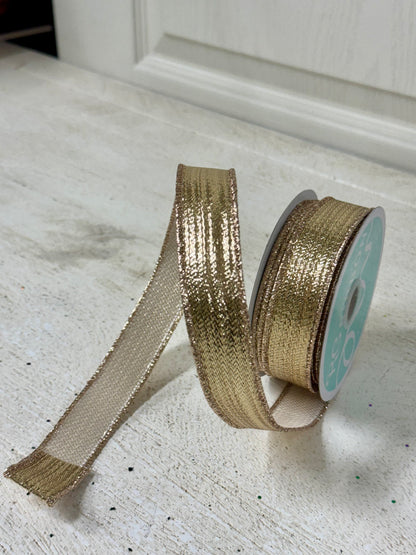 7/8 Inch By 10 Yard Champagne Gold Ribbon