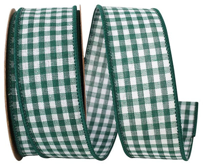 1.5 Inch By 10 Yard Green Gingham Check Ribbon